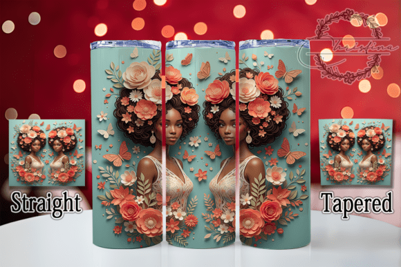 3D Black Women Tumbler Design for Custom Drinkware Projects