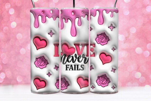 3D Inflated Love Never Fails PNG Tumbler
