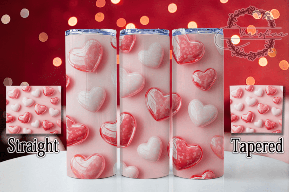 3D Pink Hearts Tumbler Design for Stylish Drinkware Projects