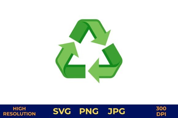 3D Recycling Icon in Green Color Loop