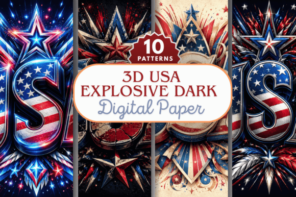 3D USA Explosive Dark Digital Paper Bund: Strategic Design Tools for Creative Professionals