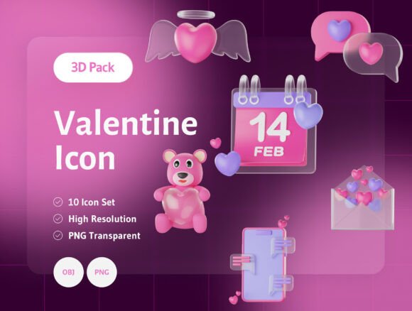 3D Valentine Glasses Icon: A Playful Touch for Romantic Designs