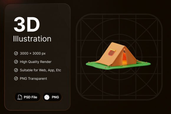 Camping Tent 3D Icon: A Practical Visual Asset for Outdoor-Themed Projects