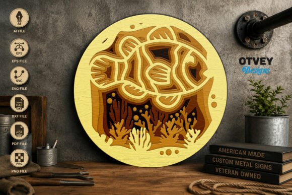 Clown Fish Sea Animals Mandala 3D Layered Design: A Unique Blend of Art and Nature