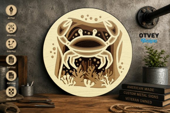Crab Sea Animals Mandala 3D Layered Lase: A Fusion of Art and Precision