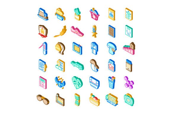 Diverse Set of Isometric 3D Icons Illustrations
