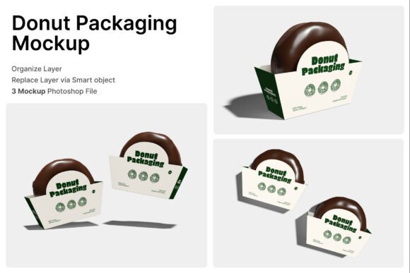 Donut Packaging 3D Mockup for Bakery Branding