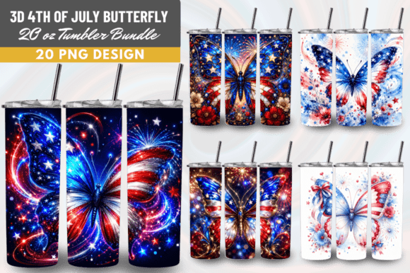 Elevate Your Sublimation Creations with the 3D 4th of July Butterfly Tumbler Bundle