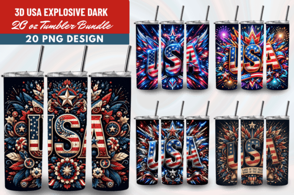 Elevate Your Sublimation Game with the 3D USA Explosive Dark Tumbler Wrap Bundl