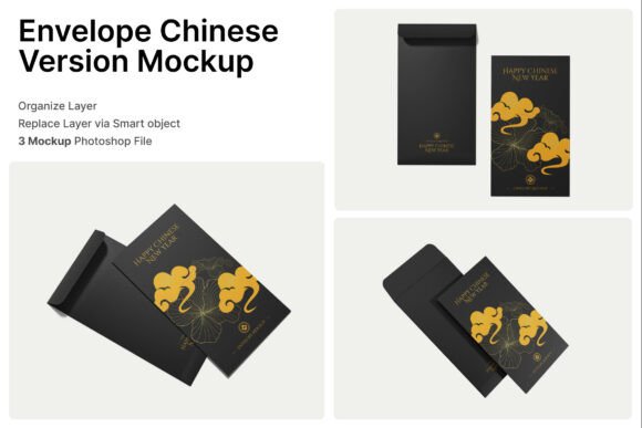 Envelope Chinese 3D Mockup: Elevate Festive Branding with Realistic Design Presentations