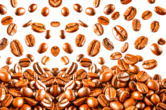 Flying Brown Roasted Coffee Beans 3D PNG – A Versatile Design Asset for Creatives and Entrepreneurs