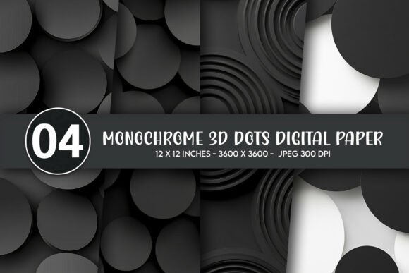 Monochrome 3D Dots Digital Paper for Creative Projects and Decor