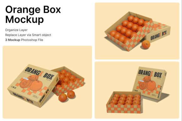 Orange Box 3D Mockup: Fresh Food Branding Made Simple