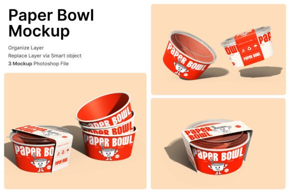 Paper Bowl 3D Mockup: Strategic Branding for Food Packaging Presentations