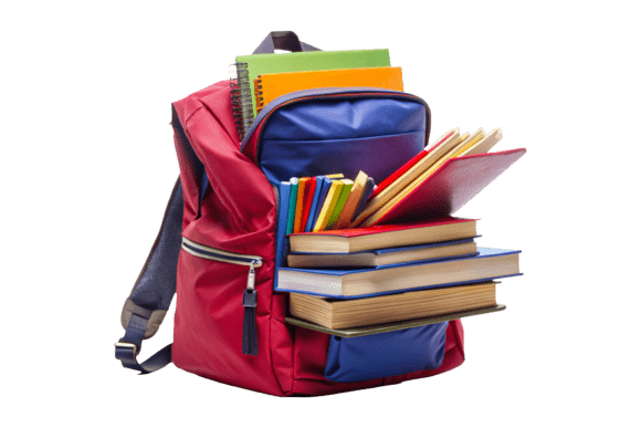 Red School Backpack 3D Rendering PNG
