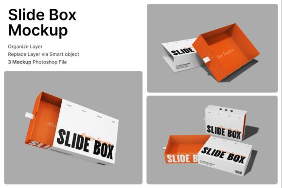 Slide Box 3D Mockup for Realistic Packaging Presentation
