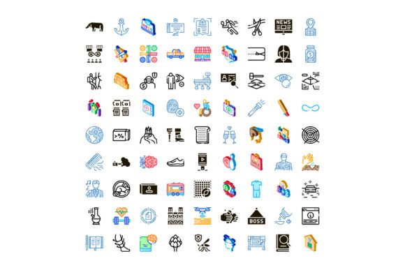 Various Flat and 3D Icons Illustrating U: A Design Resource for Modern UI Projects