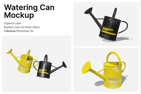 Watering Can 3D Mockup: A Visual Tool for Gardening Branding and Product Presentation