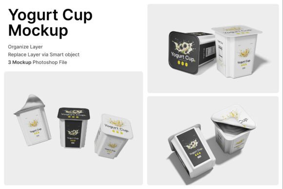 Yogurt Cup 3D Mockup for Realistic Packaging Design